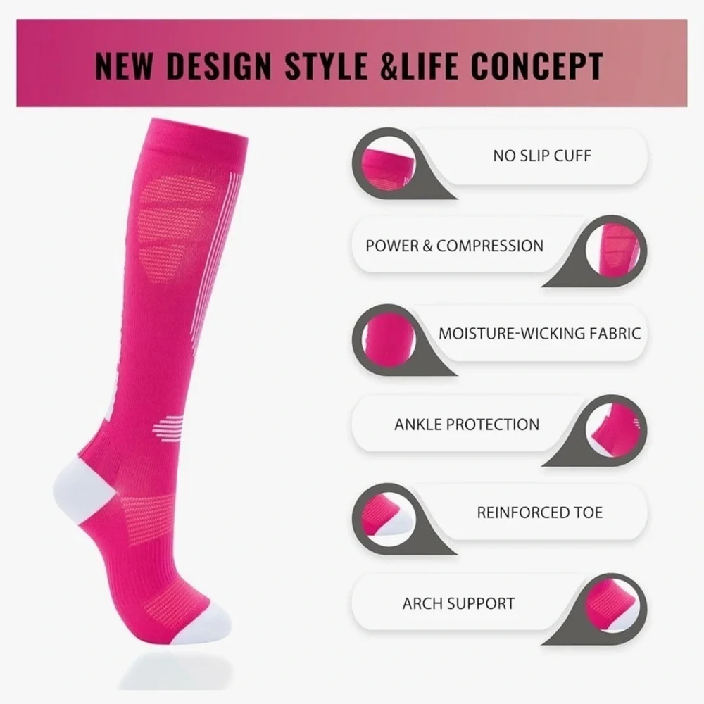 Colorful Compression Socks, 20-30mmHg compression (1 pair), Fresh Spring Colors